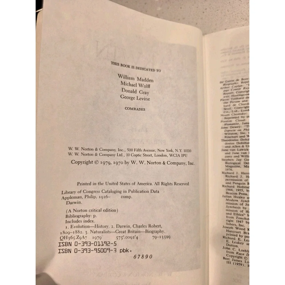 Darwin A Norton Critical Edition Edited by Philip Appleman Second Edition 1979